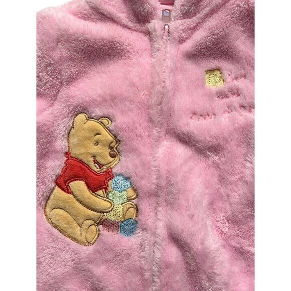 Disney Bunting Snowsuit Winnie Pooh Hooded One Piece Zip Fuzzy Coverall 3-6M - Picture 3 of 9